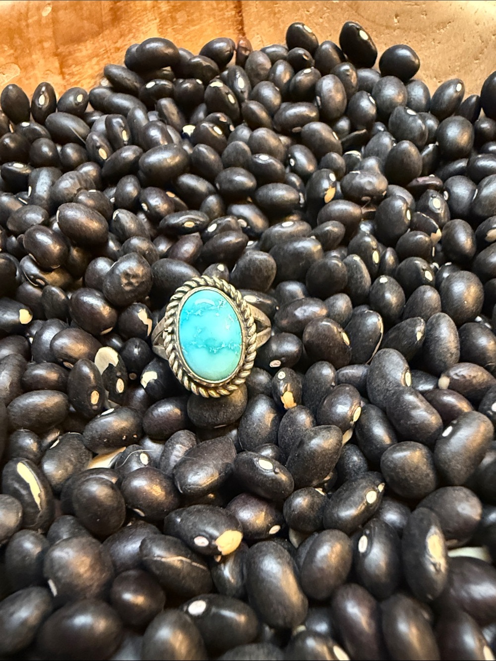 Sterling Silver Turquoise Oval Statement Ring - Blue